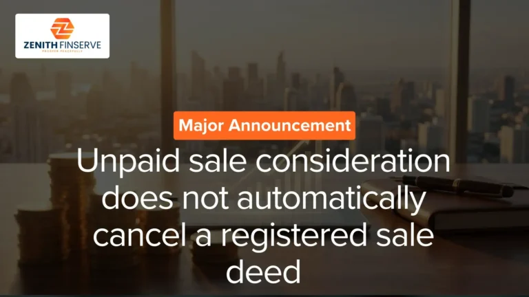 Unpaid Sale Consideration Does Not Automatically Cancel a Registered Sale Deed